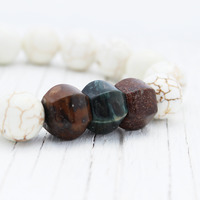 Symphony Ocean Agate White Turquoise beaded bracelet - Thumbnail 1