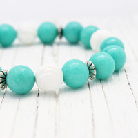 Turquoise Blue Jade Coral beaded bracelet  - Thumbnail 1