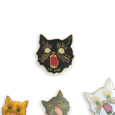 Black Cry Baby Cat Pin