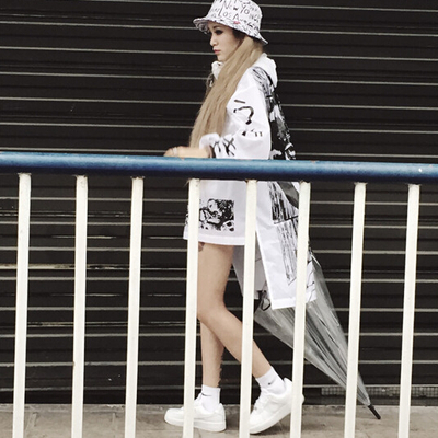 Harajuku horror comics hooded thin coat