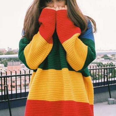 Vintage rainbow striped sweater - Thumbnail 5