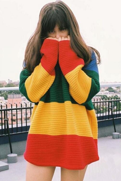 Vintage Rainbow Striped Sweater