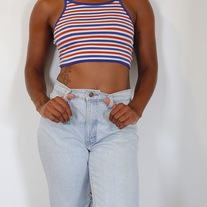 Sporty Spice Crop Top (Orange/Blue)