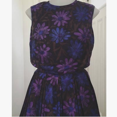 60's purple florals dress