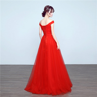 Elegant A-line off shoulder tulle long prom dress,formal dresses - Thumbnail 3