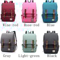 Vintage Simple Canvas Travel Rucksack Leisure Backpack Schoolbag - Thumbnail 1