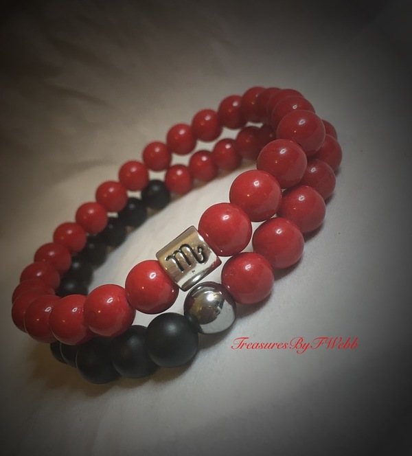 Scorpio Gemstone Zodiac Bracelet Set For Men 