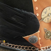 "Clockwork Raven" Unique Handmade Steampunk Hat with Raven by Lisa Benshoof, OOAK - Thumbnail 4