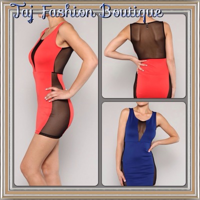 Royal blue mesh dress