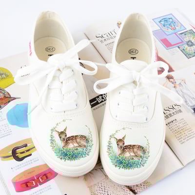 Harajuku elk painted canvas shoes