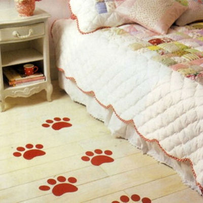 Animal foot print design free style wall sticker 1 set with 5 paw home diy decal