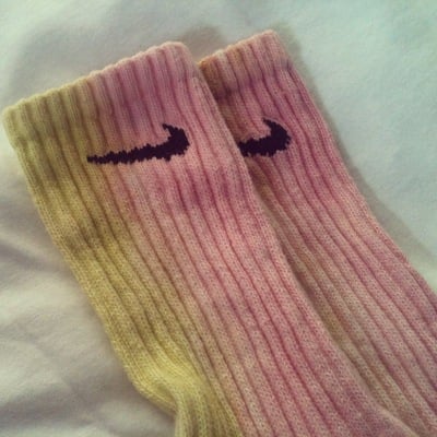 Dip dyed two-tone custom nike socks 