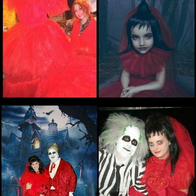 Child size lydia deetz beetlejuice red wedding dress- costume -cosplay-bridal-halloween - Thumbnail 3
