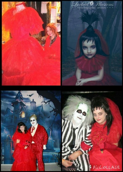 Child Size Lydia Deetz Beetlejuice Red Wedding Dress- Costume -Cosplay-bridal-halloween