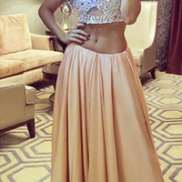 Sexy Chamapgne Two Piece Prom Dresses 2017, Prom Dresses, Party Dresses - Thumbnail 1