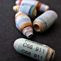  Big Salvaged Paper Beads, 5 pcs: The Blues - Thumbnail 2