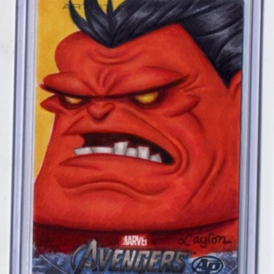 Avengers red hulk artist proof sketch card