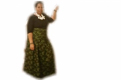 Full length green & black lace overlay skirt