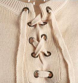 Oversized Lace Up Sweater Gray & Beige