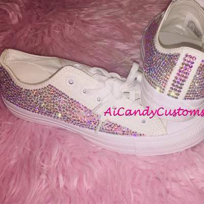 Full swarovski bling converse low top sneakers