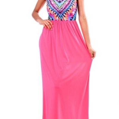 Fuchsia print maxi dress