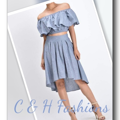 2pc crop top and skirt