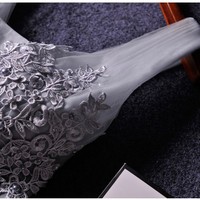  Cute A-line grey lace short prom dress, homecoming dresses - Thumbnail 3