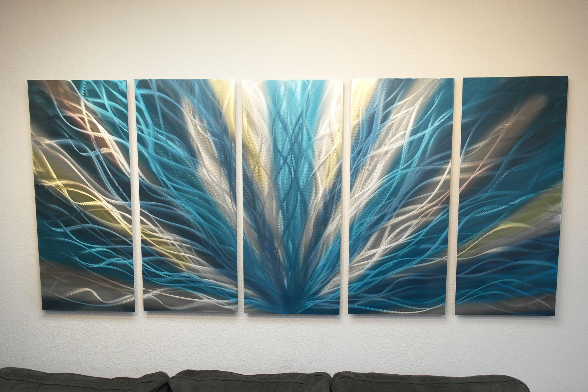 Radiance Teal 36x79 Metal Wall Art Abstract Sculpture Modern Decor