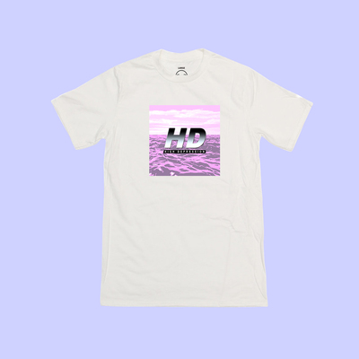Unisex high depression pastel 8 bit virtual sea t shirt in white