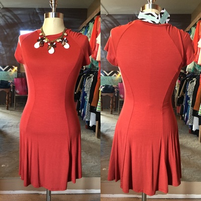 Burnt orange skater dress - m