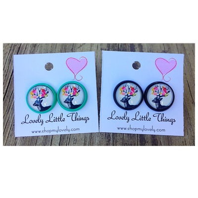 12mm floral deer studs 