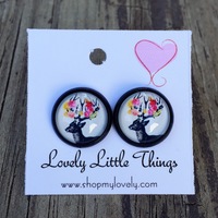 12mm Floral Deer Studs  - Thumbnail 1