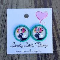 12mm Floral Deer Studs  - Thumbnail 2