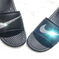 Nike Swoosh Crystal Swarovski Slides - Thumbnail 2