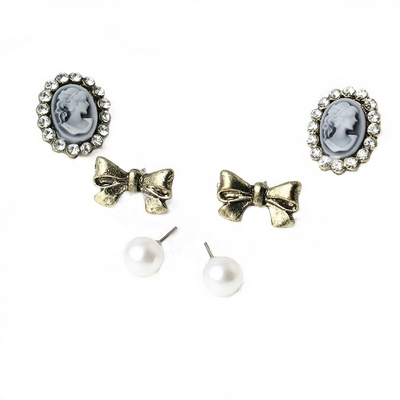 Earrings - vintage set of 3