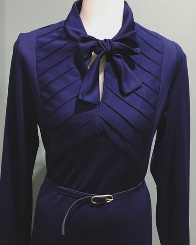 Vintage Navy dress with neck tie