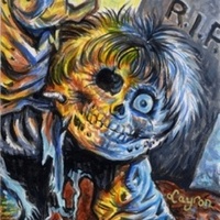 GARBAGE PAIL KIDS Dead TED Custom Sketch Card Acrylic Painting - Thumbnail 1