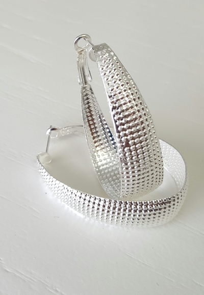 Wide Silver Hoop Earrings 