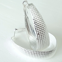 Wide Silver Hoop Earrings  - Thumbnail 1