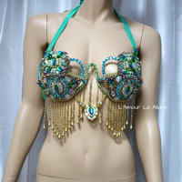 Princess Jasmine Samba Bra Cosplay Dance Costume Rave Bra Rave Wear Halloween Burlesque Show Girl - Thumbnail 2