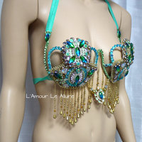 Princess Jasmine Samba Bra Cosplay Dance Costume Rave Bra Rave Wear Halloween Burlesque Show Girl - Thumbnail 1