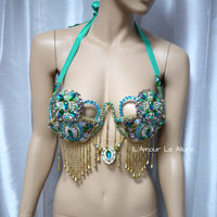 Princess Jasmine Samba Bra Cosplay Dance Costume Rave Bra Rave Wear Halloween Burlesque Show Girl - Thumbnail 3