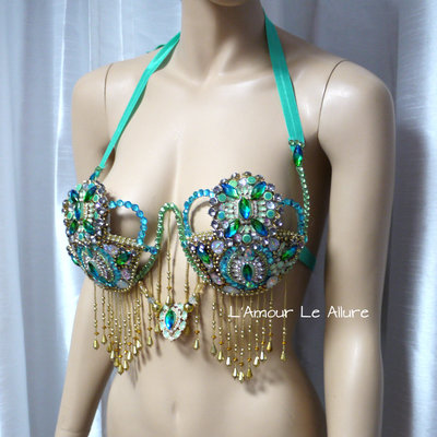 Princess jasmine samba bra cosplay dance costume rave bra rave wear halloween burlesque show girl - Thumbnail 4
