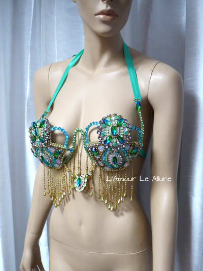 Princess Jasmine Samba Bra Cosplay Dance Costume Rave Bra Rave Wear Halloween Burlesque Show Girl