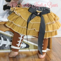 Girls New Orleans Saints Outfit, Baby Girls Football Outfit, Game Day - Thumbnail 3