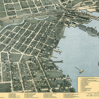 Jacksonville, Florida in 1889 - Bird's Eye View, Aerial, Panorama, Vintage, Antique, Reproduction, Giclée, Fine Art, Wall Art, History - Thumbnail 1