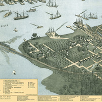 Jacksonville, Florida in 1889 - Bird's Eye View, Aerial, Panorama, Vintage, Antique, Reproduction, Giclée, Fine Art, Wall Art, History - Thumbnail 2
