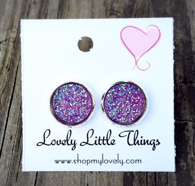 10mm Purple Titanium Studs with Silver Setting
