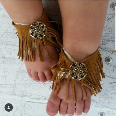 Fringe barefoot sandals