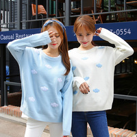 Harajuku clouds embroidery knitted sweaters - Thumbnail 2